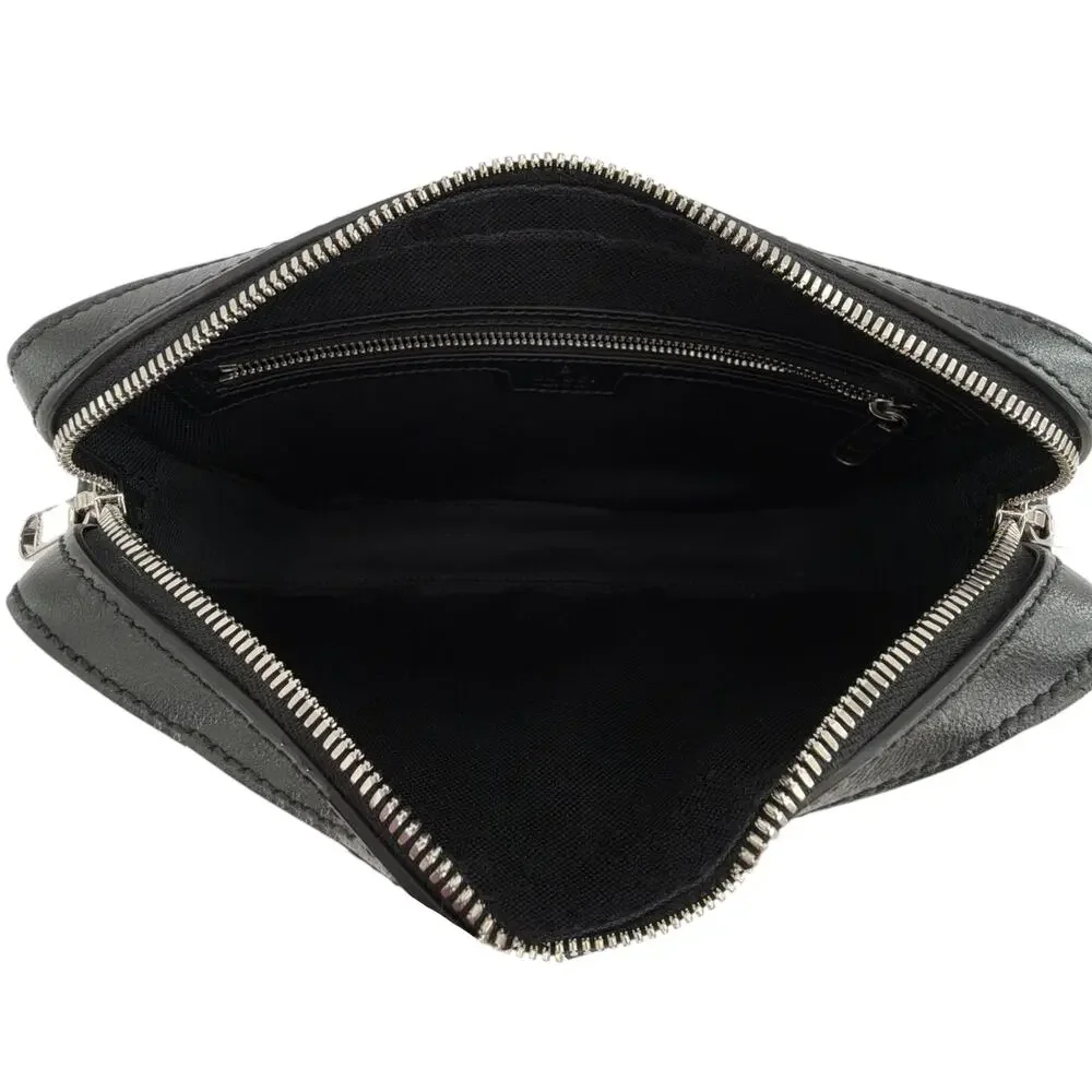 GUCCI GG Supreme Monogram Interlocking G Wrist & Shoulder Bag in Black